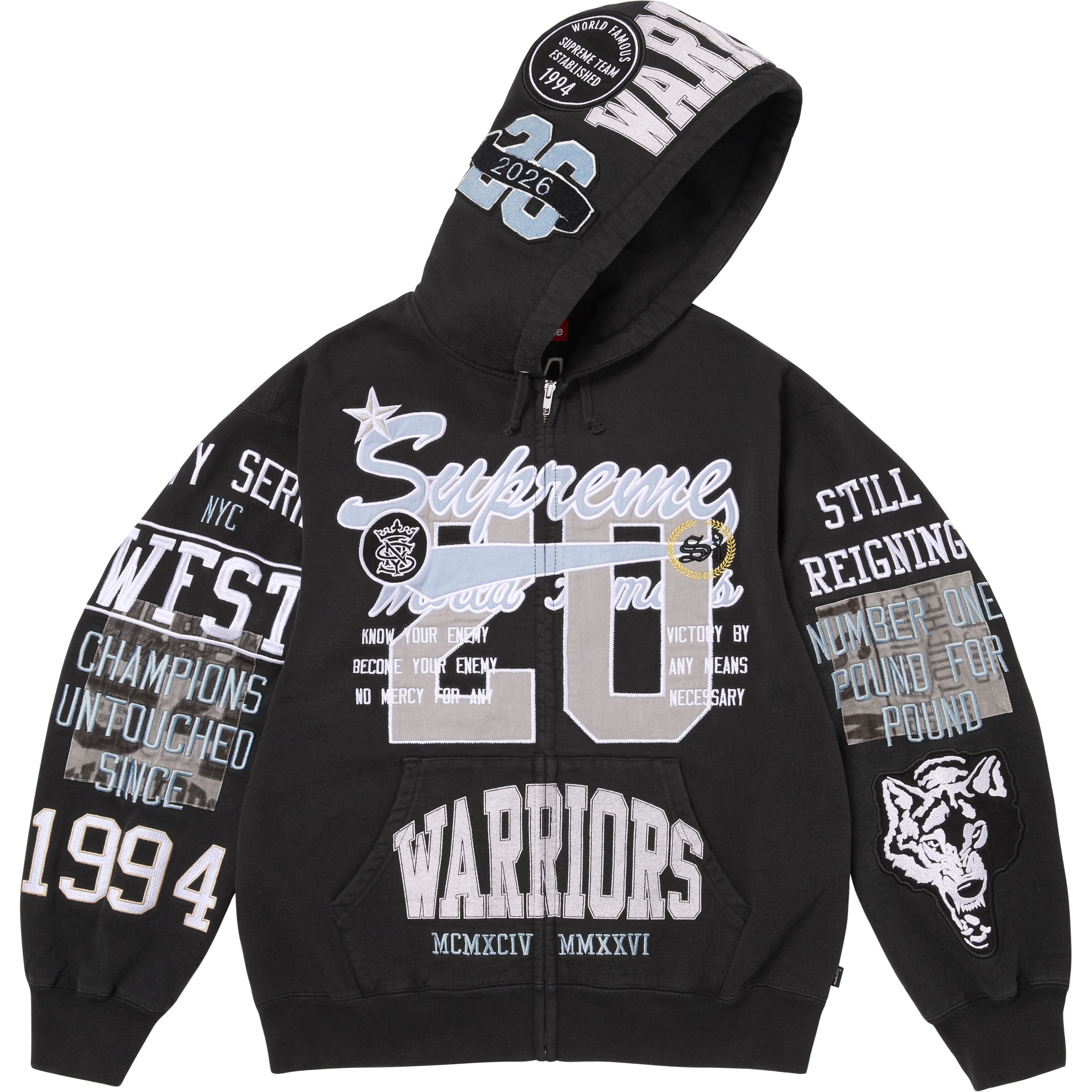 Warriors Appliqué Zip Up Hooded Sweatshirt view 16